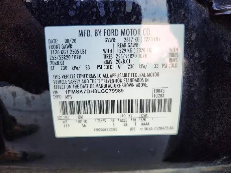 2020 FORD EXPLORER XLT  