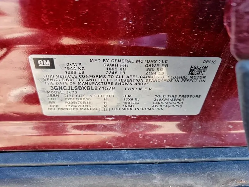 2016 CHEVROLET TRAX 1LT  