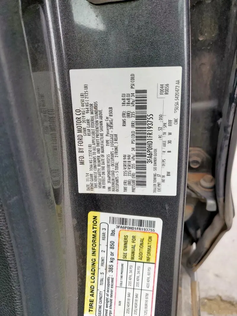 2015 FORD FUSION SE  