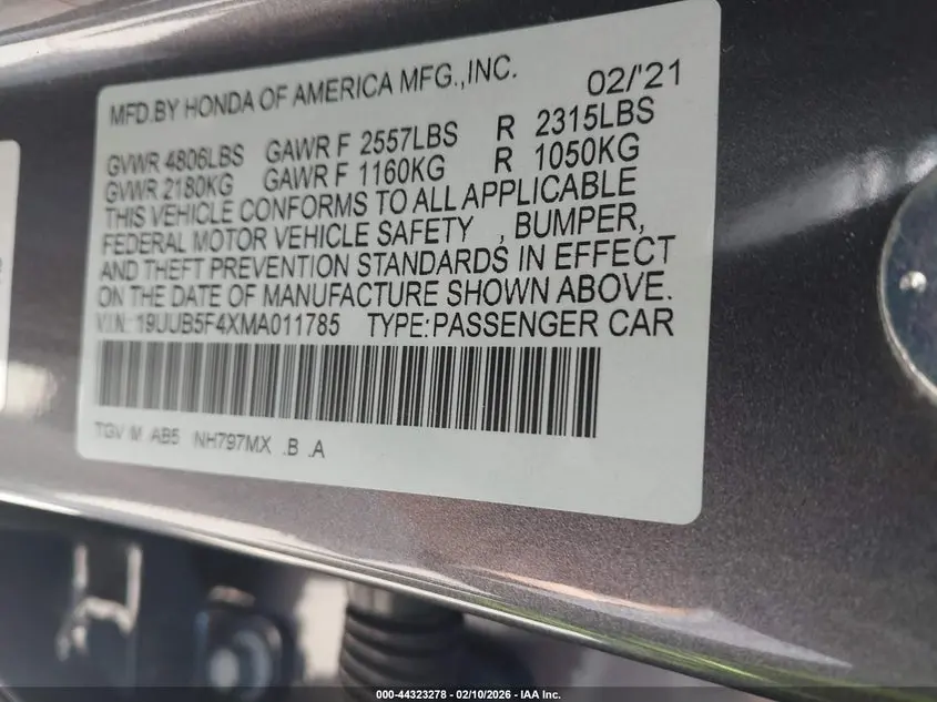 2021 ACURA TLX TECHNOLOGY PACKAGE