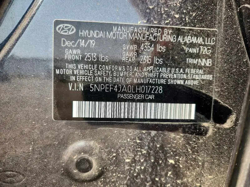 2020 HYUNDAI SONATA SEL  