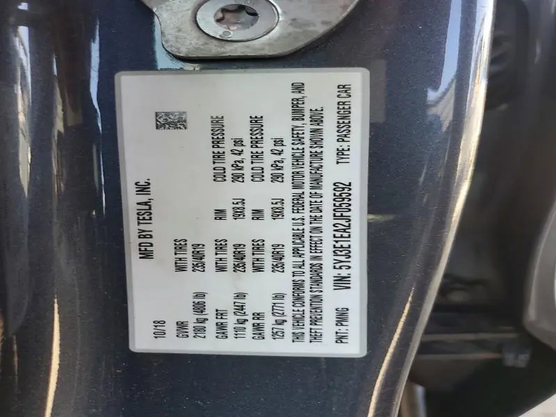 2018 TESLA MODEL 3   
