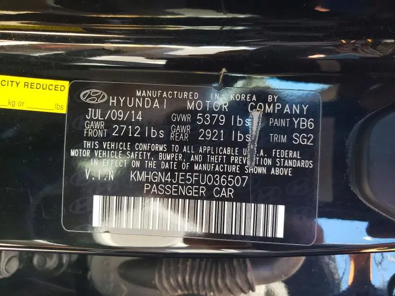 2015 HYUNDAI GENESIS 3.8L  