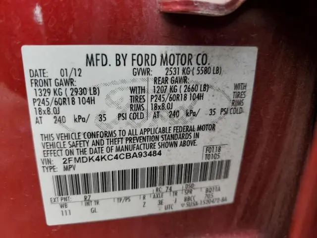 2012 FORD EDGE LIMITED  