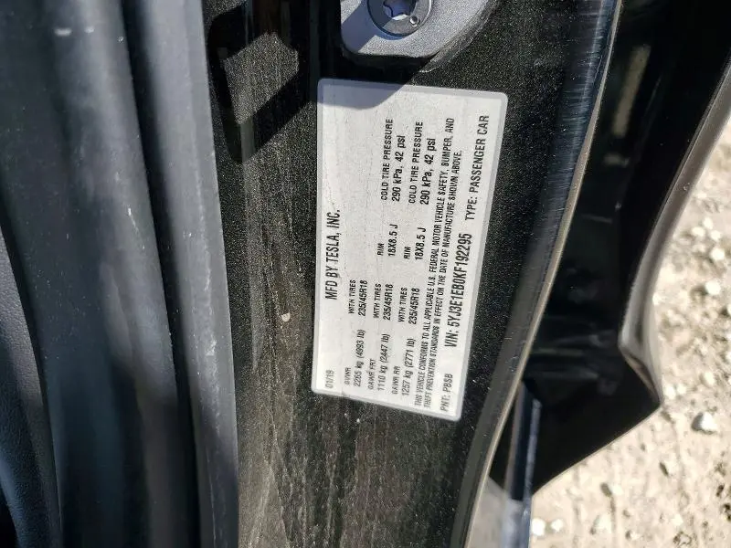 2019 TESLA MODEL 3   
