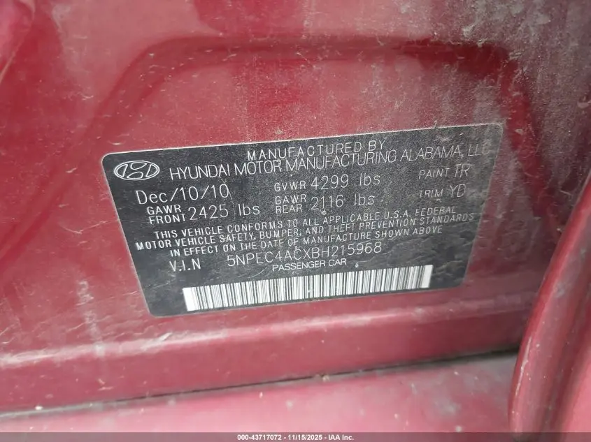 2011 HYUNDAI SONATA LIMITED