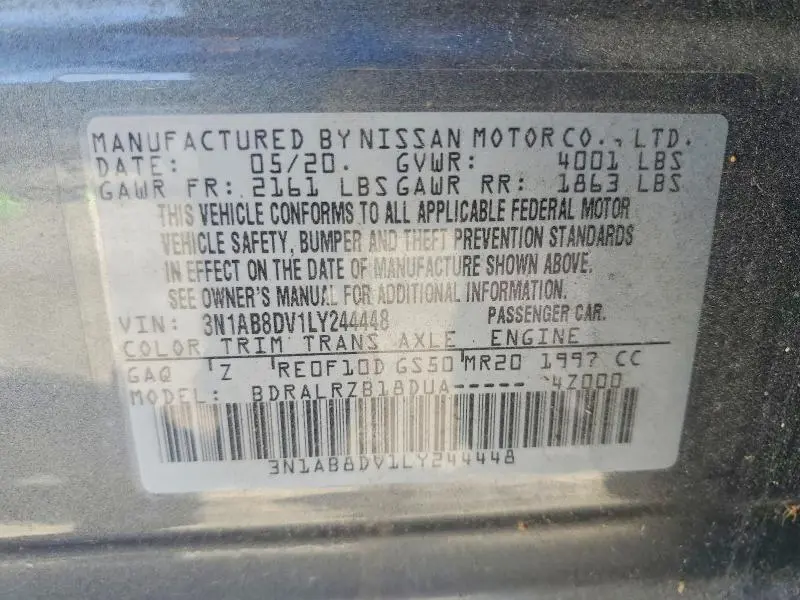 2020 NISSAN SENTRA SR  