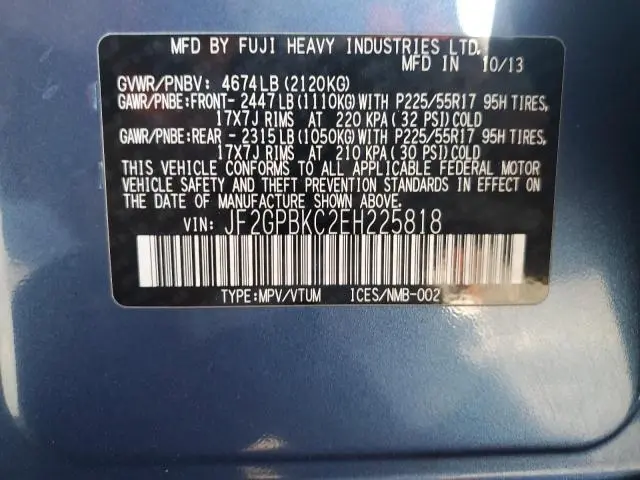 2014 SUBARU XV CROSSTREK 2.0I HYBRID TOURING  