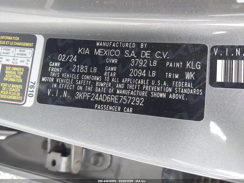 2024 KIA FORTE LXS
