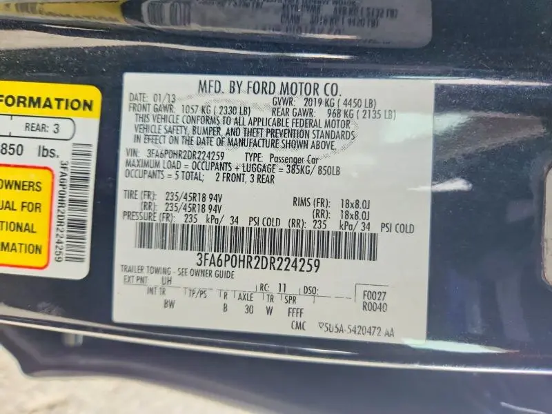 2013 FORD FUSION SE  