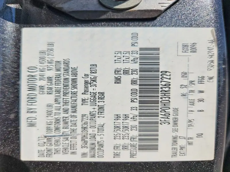 2017 FORD FUSION SE  