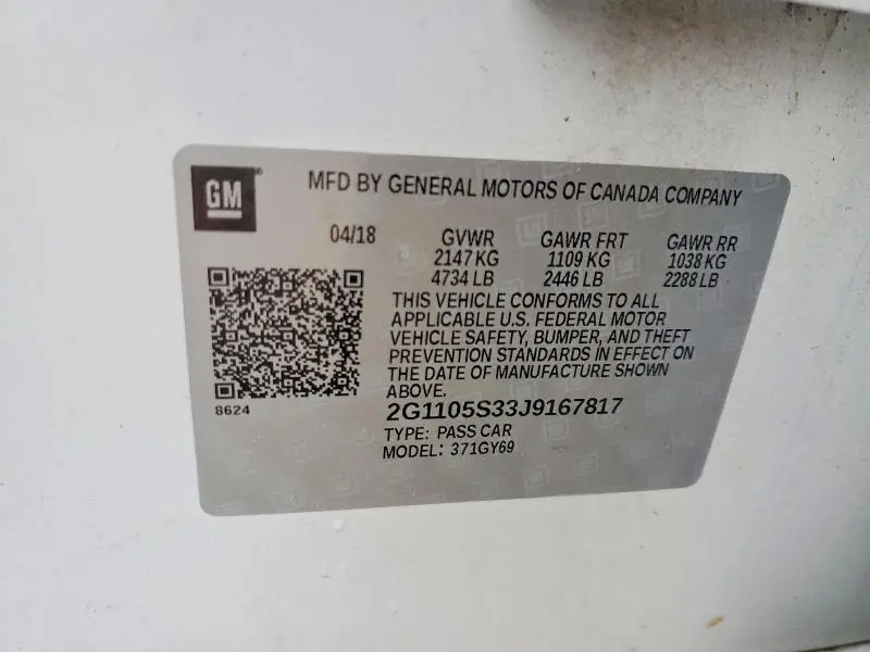 2018 CHEVROLET IMPALA   