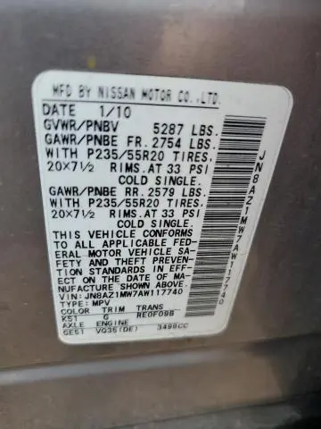 2010 NISSAN MURANO S  