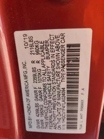 2020 HONDA ACCORD EX  