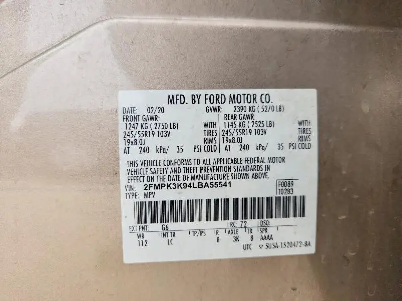 2020 FORD EDGE TITANIUM  