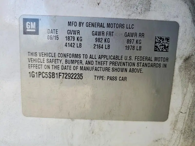 2015 CHEVROLET CRUZE LT  