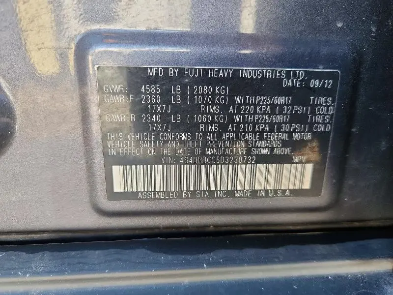 2013 SUBARU OUTBACK 2.5I PREMIUM  