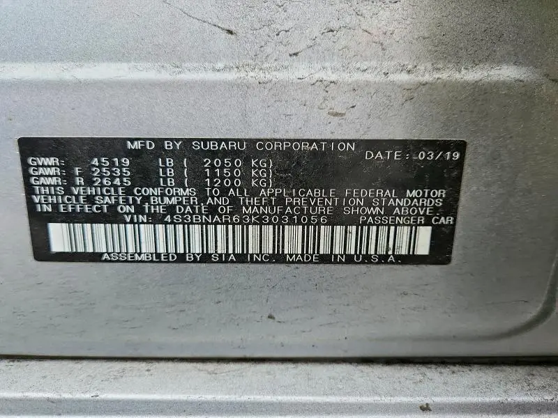 2019 SUBARU LEGACY SPORT  