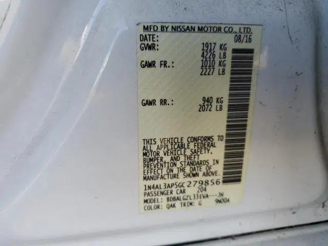 2016 NISSAN ALTIMA 2.5  