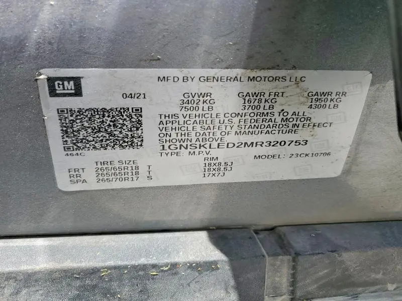 2021 CHEVROLET TAHOE K1500  