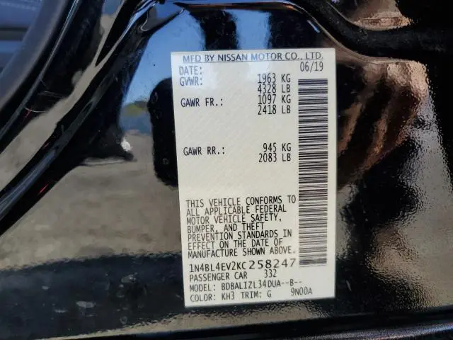 2019 NISSAN ALTIMA SL  