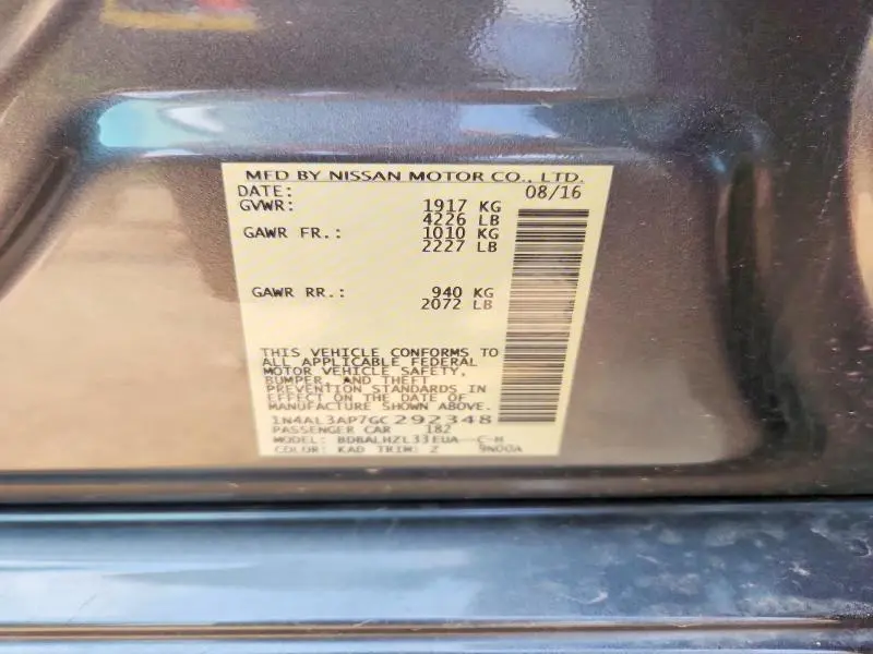 2016 NISSAN ALTIMA 2.5 SR  