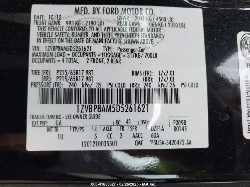 2013 FORD MUSTANG V6