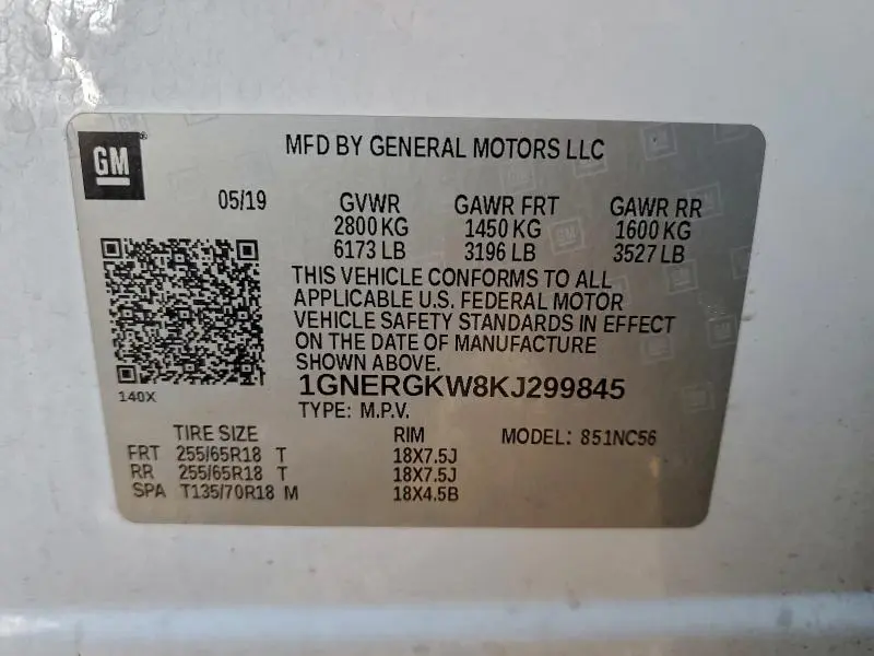 2019 CHEVROLET TRAVERSE LT  