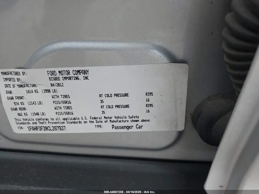 2012 FORD FOCUS SE