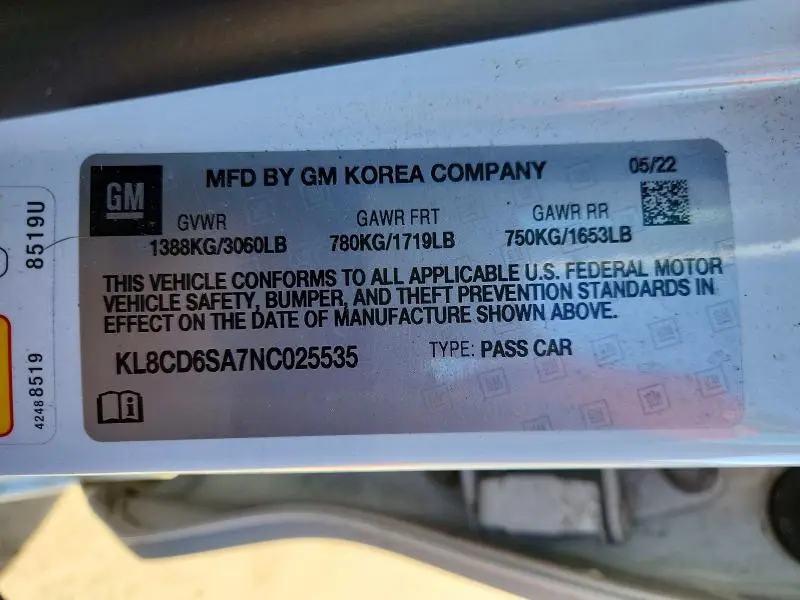 2022 CHEVROLET SPARK 1LT  