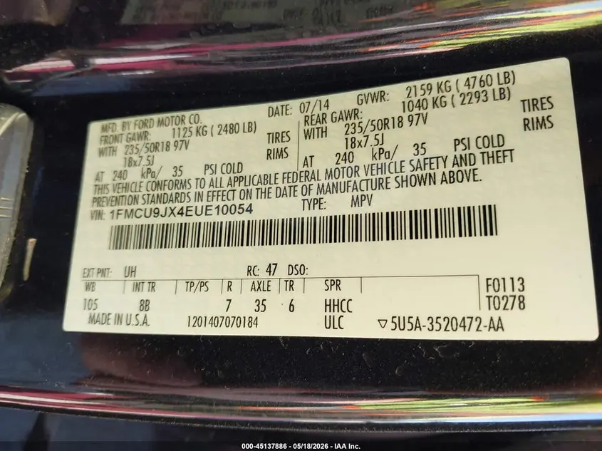 2014 FORD ESCAPE TITANIUM