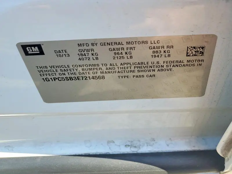 2014 CHEVROLET CRUZE LT  