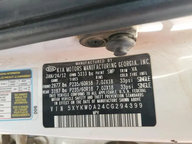 2012 KIA SORENTO SX  