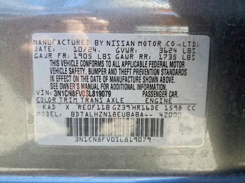 2025 NISSAN VERSA SR  