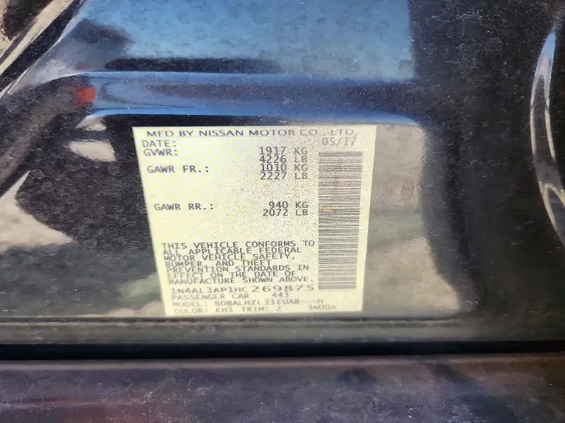 2017 NISSAN ALTIMA 2.5 SR  