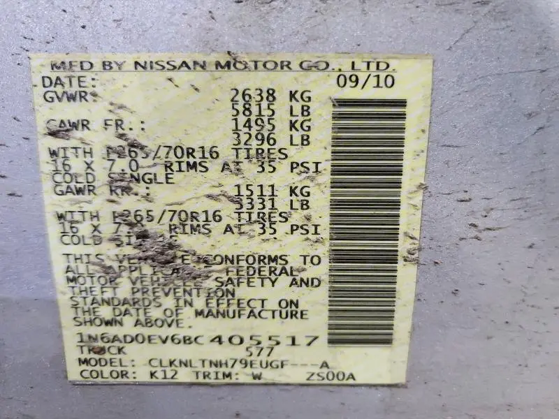 2011 NISSAN FRONTIER S  