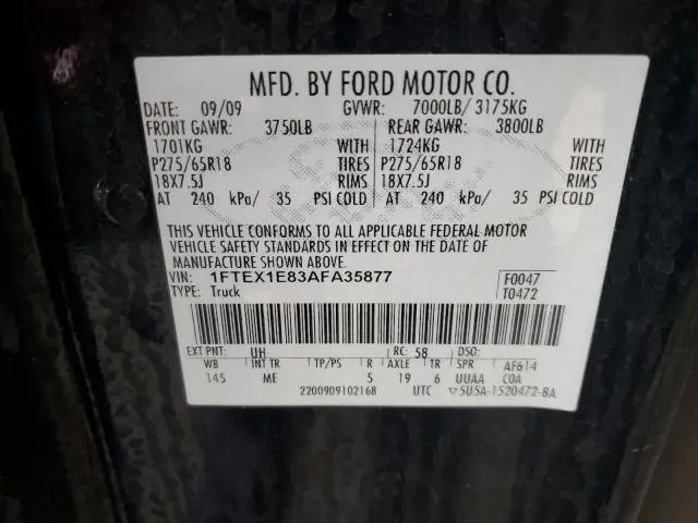 2010 FORD F150 SUPER CAB