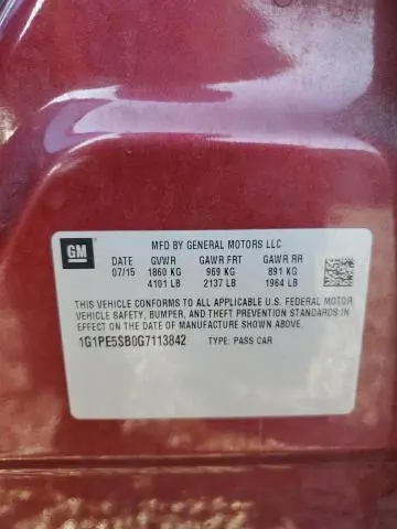 2016 CHEVROLET CRUZE LIMITED LT  