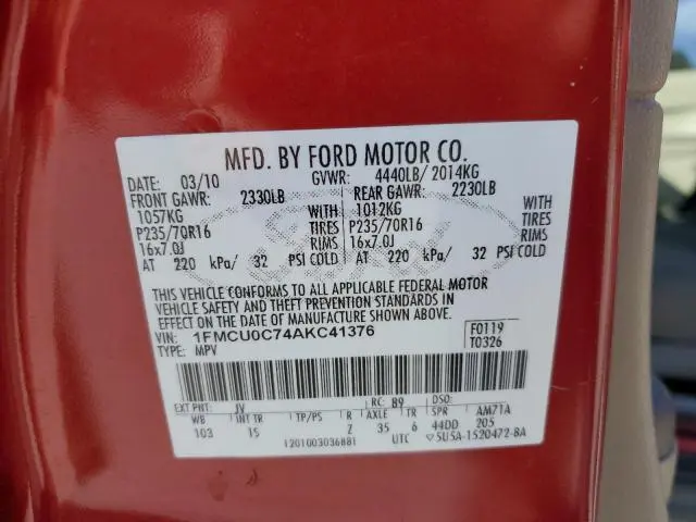 2010 FORD ESCAPE XLS  