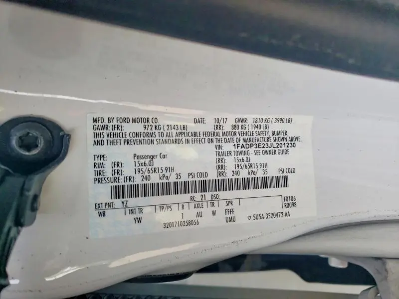 2018 FORD FOCUS S  