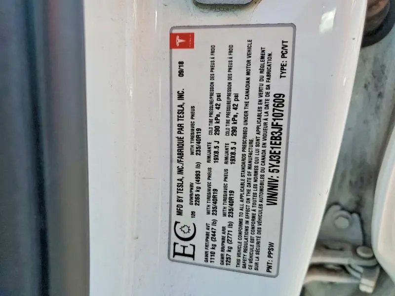 2018 TESLA MODEL 3   