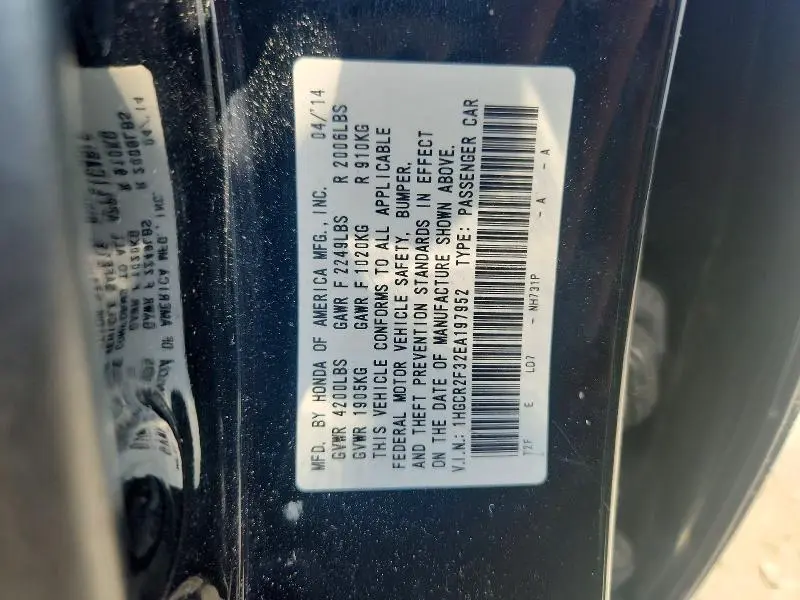 2014 HONDA ACCORD LX  