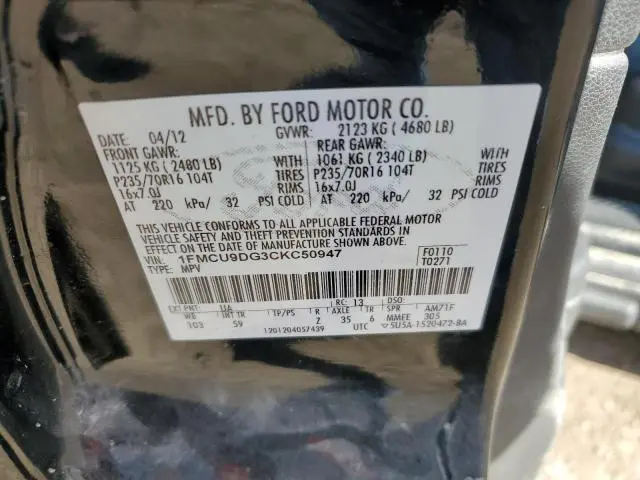 2012 FORD ESCAPE XLT  