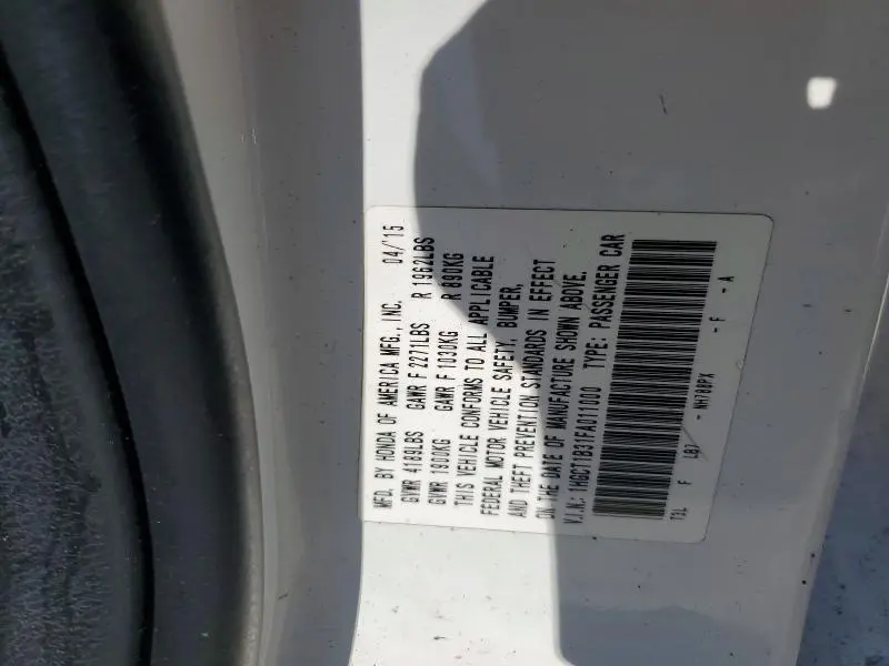 2015 HONDA ACCORD LX-S  