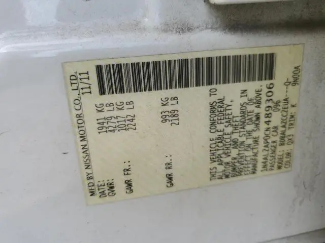 2012 NISSAN ALTIMA BASE  