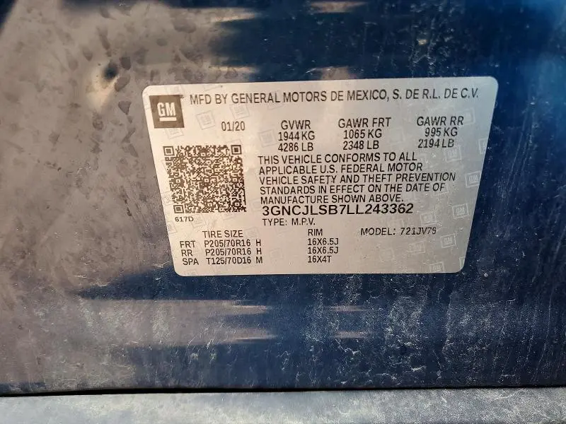 2020 CHEVROLET TRAX 1LT  