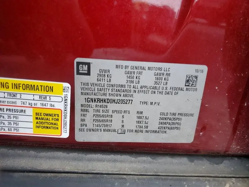 2017 CHEVROLET TRAVERSE LT  