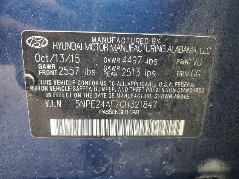 2016 HYUNDAI SONATA SE  