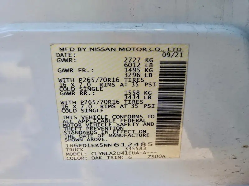 2022 NISSAN FRONTIER S  