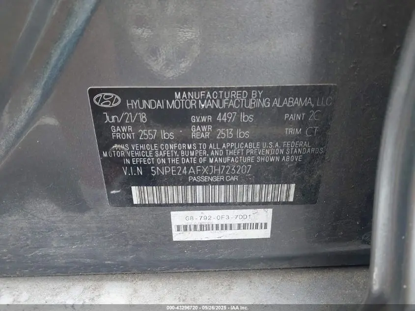 2018 HYUNDAI SONATA SE